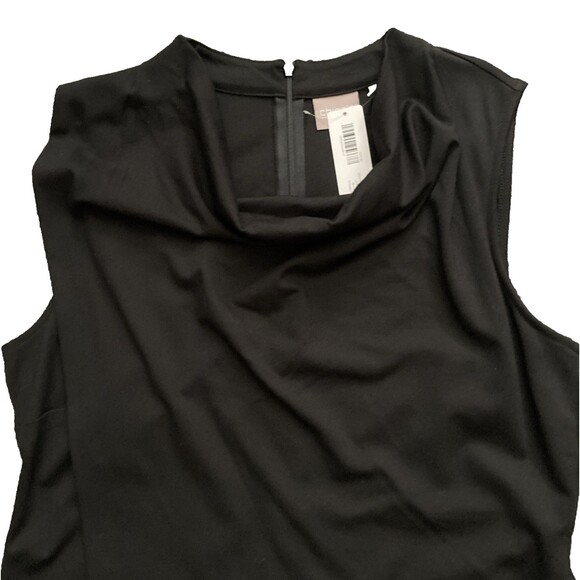 Chicos Drape Neck Dress SIZE 1 SMALL Black Faux Wrap Sleeveless Travel Resort - Picture 3 of 13